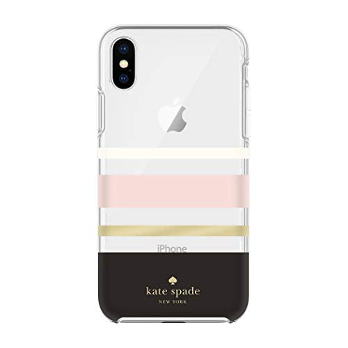 Kate Spade New York Protective Hardshell Case (1-Pc Comold) For Iphone Xs & Iphone X - Charlotte Stripe Black/Cream/Blush/Gold Foil