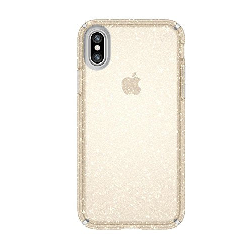 Speck Iphone Xs Presidio Clear + Glitter Case, Scratch-Resistant Impactium 8-Foot Drop Protected Iphone Case That Resists Uv Yellowing, Gold Glitter/Clear