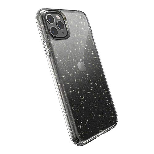 Speck Iphone 11 Pro Max Case - Presidio Clear + Glitter - Protective Ultra Thin Slim Hard Anti Scratch Cover, Clear/Gold Glitter (130027-5636)