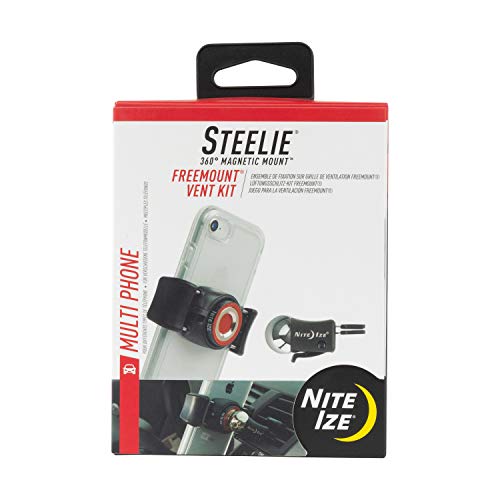 Nite Ize Original Steelie Freemount Vent Kit - Adjustable Magnetic Bracket + Car Vent Mount For Smartphones