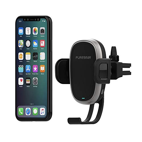 Puregear Autogrip 7.5w/10w Qi-Certified Wireless Car Charger, Self-Gripping System, 3 Ft. Usb-C Charging Cable, Black Vent Mount For Qi Enabled Phone - Iphone 12/11, Galaxy S20/Note 20, Pixel, & More