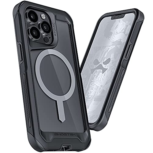 Ghostek Atomic Slim Iphone 13 Pro Case Black Metal Bumper With Clear Magsafe Ring Back Tough Heavy Duty Protection Shockproof Protective Phone Covers Designed For 2021 Apple Iphone13pro (6.1") (Black)