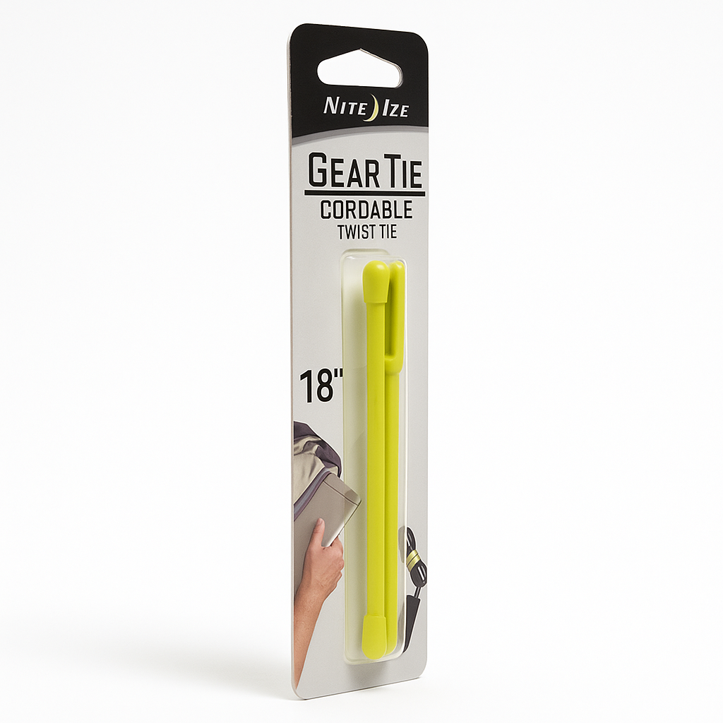 Nite Ize Gear Tie Cordable Twist Ties 18 Inch Neon Yellow 2 Pack
