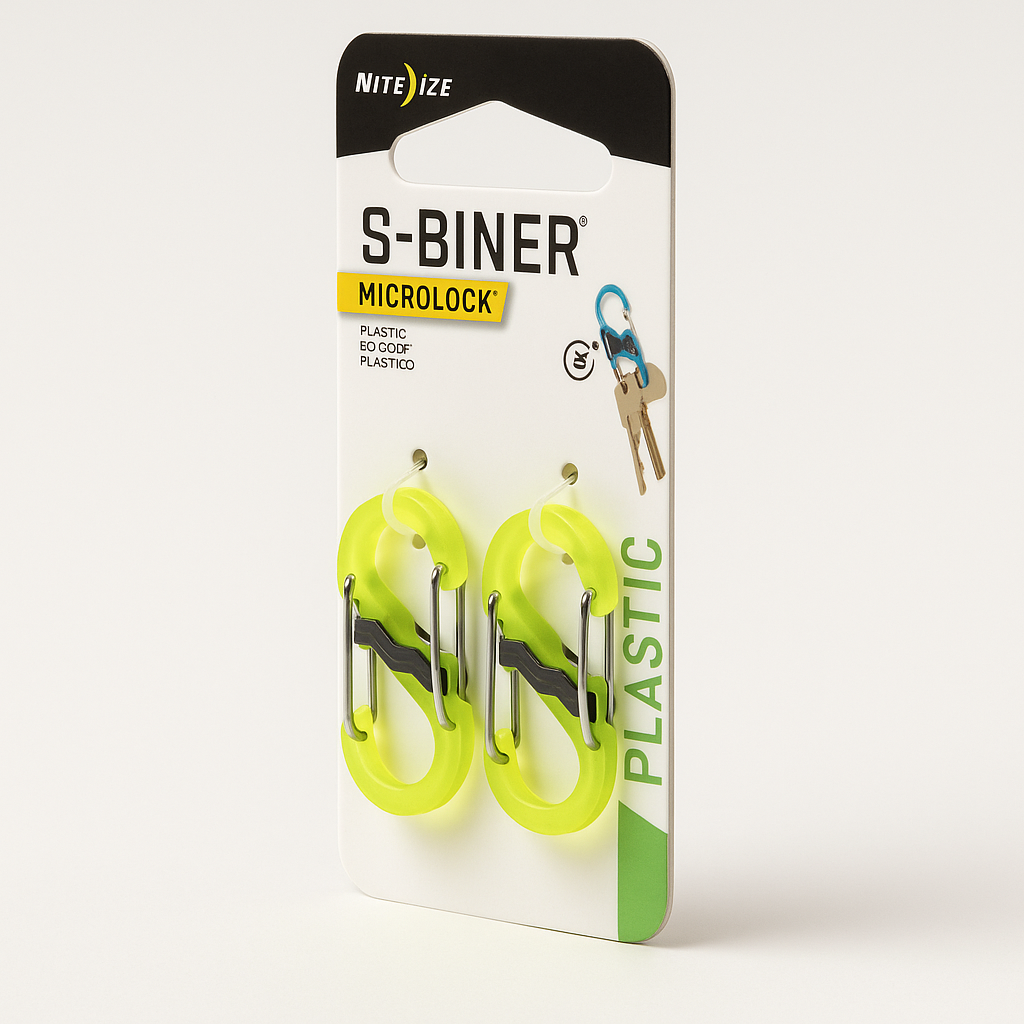 Nite Ize S Biner Polycarbonate Microlock Carabiner 2 Pack Lime Green