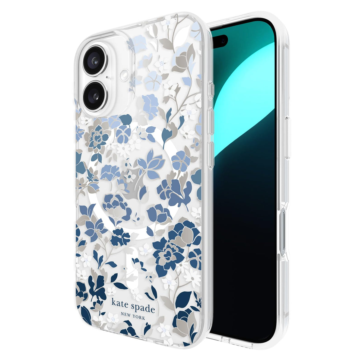 Kate Spade New York iPhone 16 Flowerbed Blue Gems Clear Protective Case