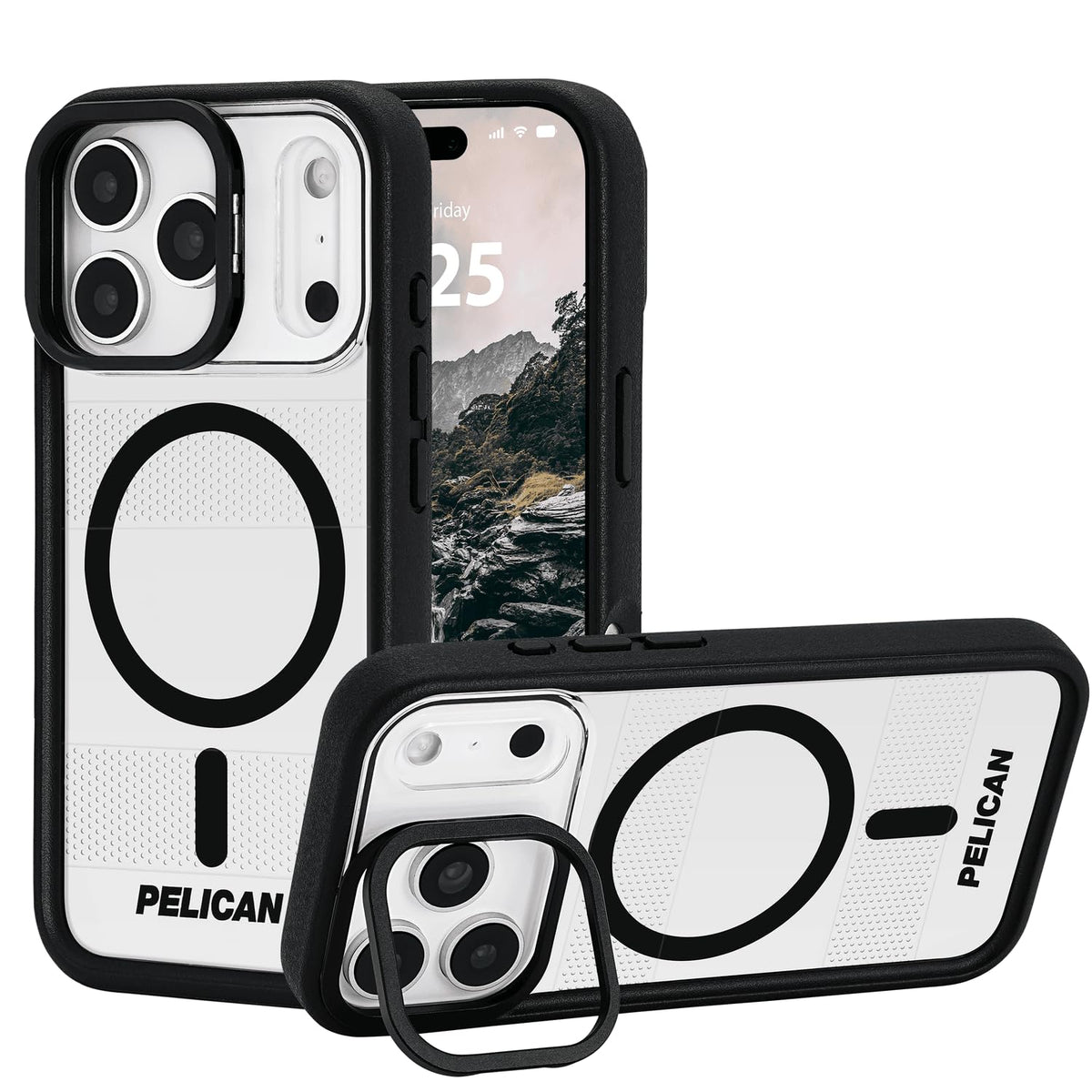 Pelican Protector Iphone 17 Pro Max Case W/Camera Stand [Magsafe Compatible] Rugged Magnetic Phone Case W/ 16ft Military-Grade Drop Protection - Heavy Duty Phone Cover For Iphone 17 Pro Max - Clear - 840171753028