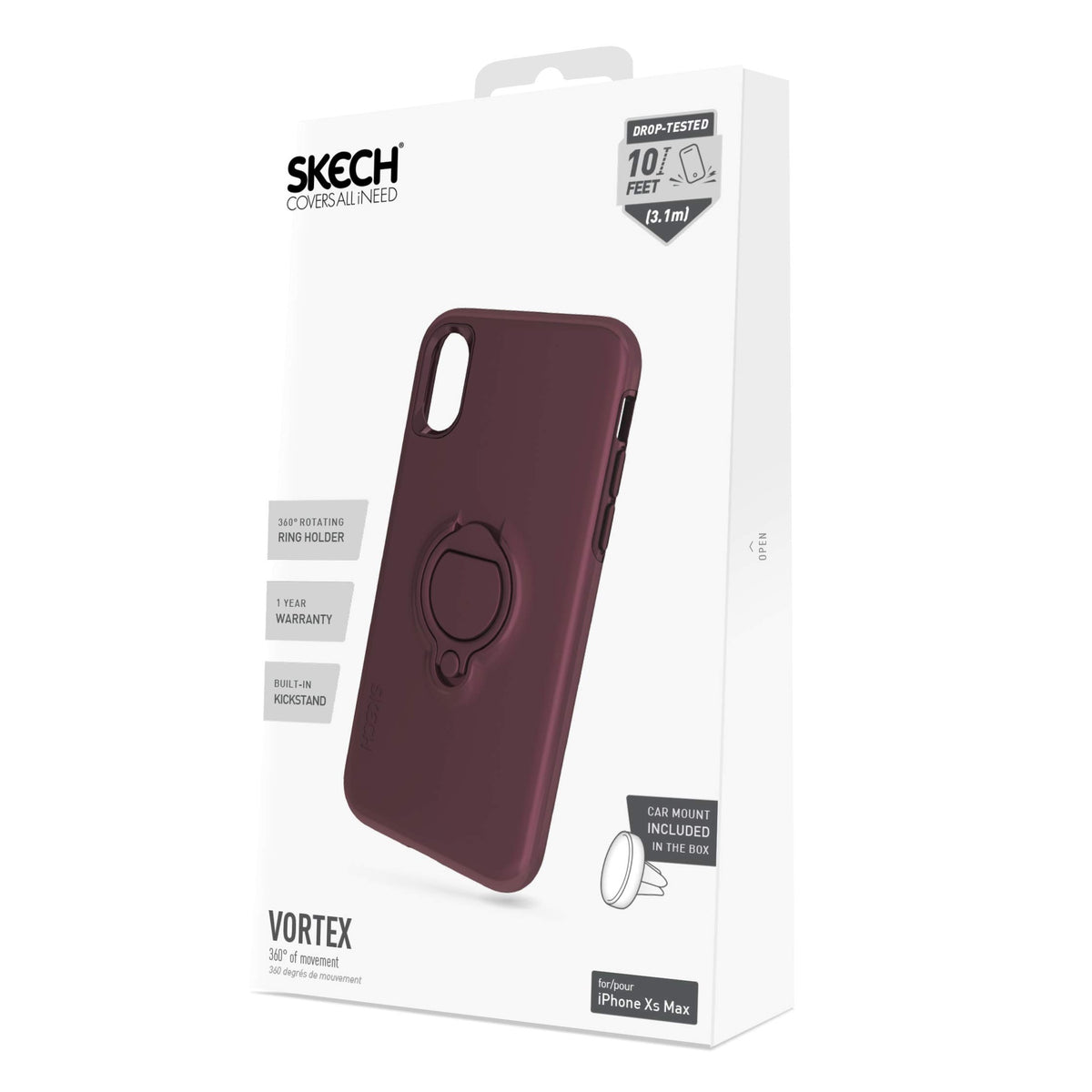 [819771022445] Skech Slim Shockproof Anti-Slip Vortex Hybrid Case For Apple Iphone Xs Max - Sangria