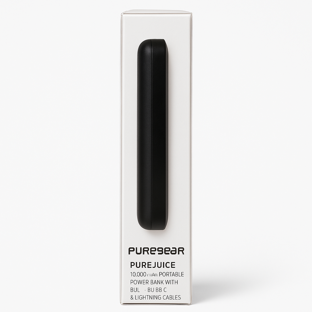 [818719024794] Puregear Purejuice 10,000mah Portable Power Bank With Built-In Usb-C & Lightning Cables