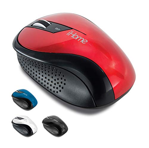 Ihome Ergonomic Wireless Desktop Mouse With Scroll Wheel And 2 Buttons (Mac And Pc Compatible) (Red)