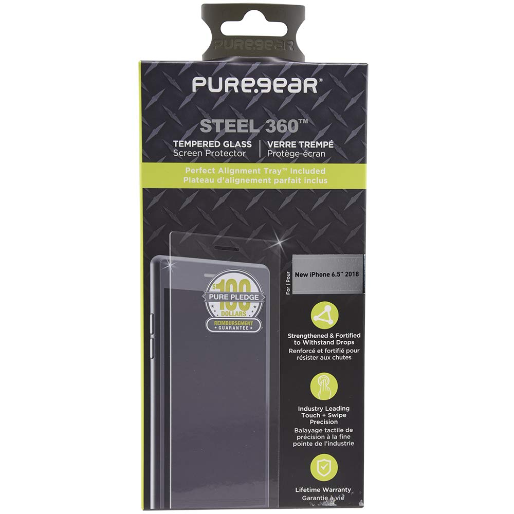 [818719025098] Puregear Steel 360 Tempered Glass Screen Protector For Iphone Xs Max 6.5" W/Easy Install Alignment Tray + Pure Pledge Program ($100 Reimbursement Toward The Repair Of Broken Screen Guarantee)