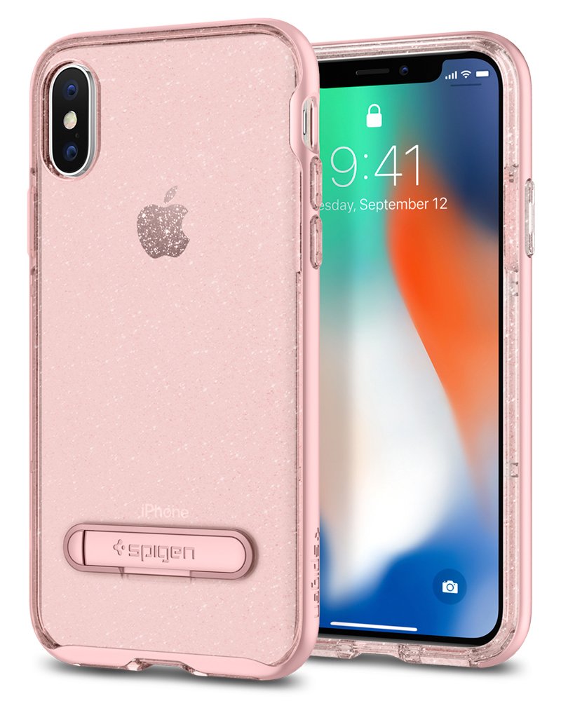 [8809565300479] Spigen Crystal Hybrid Glitter Iphone A Case With Flexible Inner Casing And Reinforced Hard Bumper Frame For Iphone A (2017) - Rose Quartz