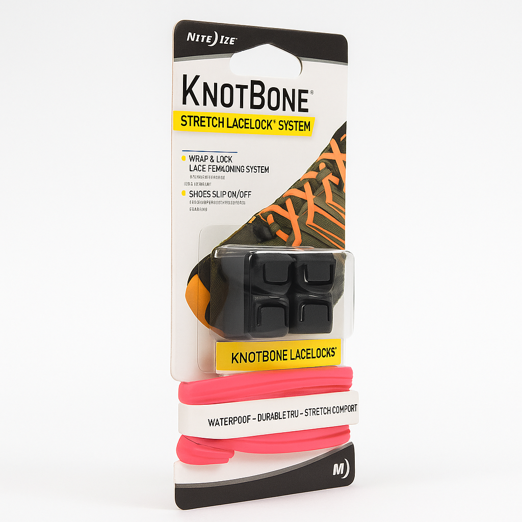Nite Ize Knotbone Stretch LaceLock System Neon Pink Cord Toggle For Hiking