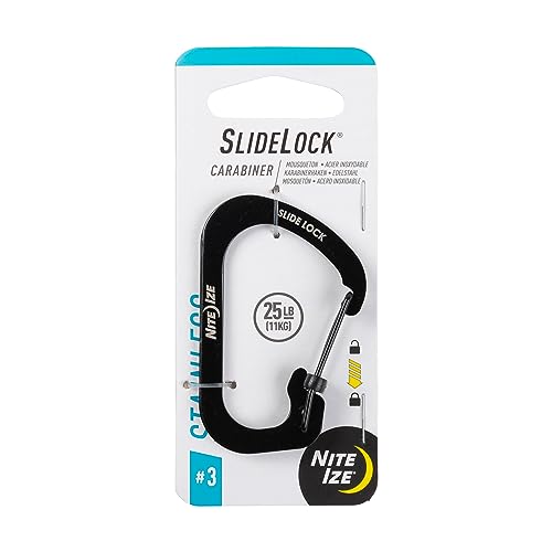 Nite Ize Slidelock Carabiner Stainless Steel, Size #3, Black