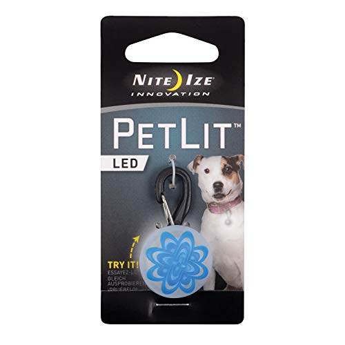 Nite Ize Petlit Led Collar Light, Dog Or Cat Collar Light, Replaceable Batteries, White Led Blue Burst Design
