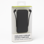 [818719024794] Puregear Purejuice 10,000mah Portable Power Bank With Built-In Usb-C & Lightning Cables