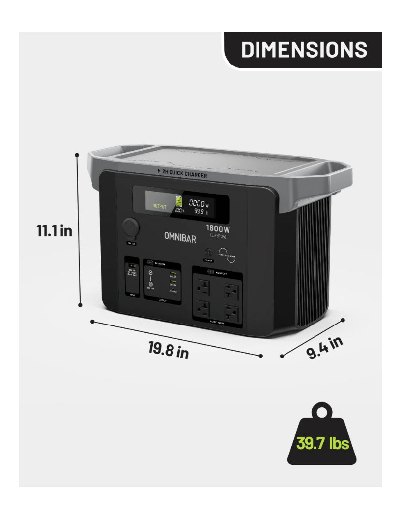 [OM.U.P.4531] Brio Portable Power Station 1800W | 1536Wh