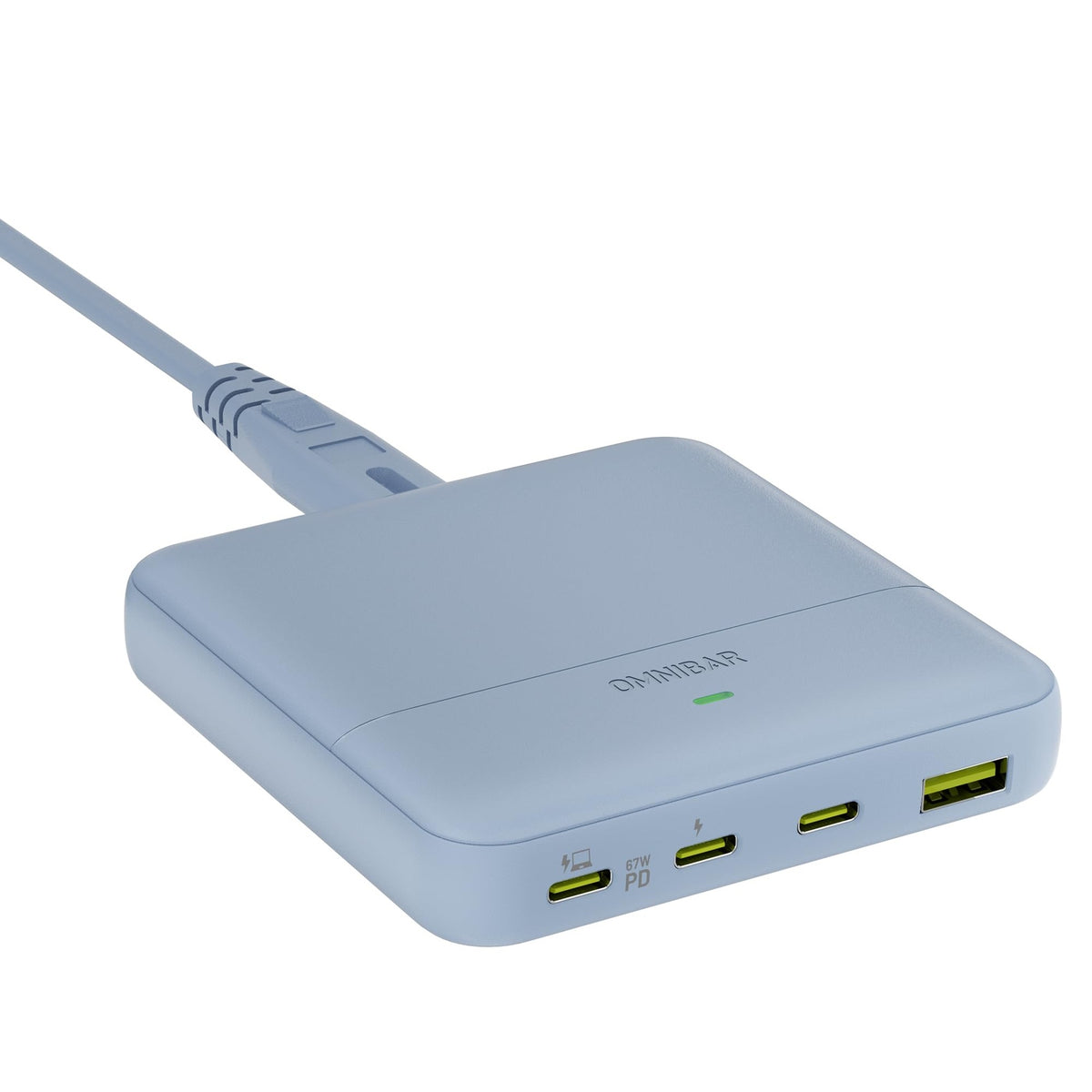 [OM.P.U.8270] USB C CHARGING STATION 67W, 4-PORT SLIM USB C CHARGER BLOCK FOR IPHONE 17/16/15, MACBOOK AIR/PRO WITH 5FT EXTENSION CORD, 3 USBC, 1 USB-A, FAST CHARGING DESKTOP CHARGER FOR HOME OFFICE TRAVEL, BLACK