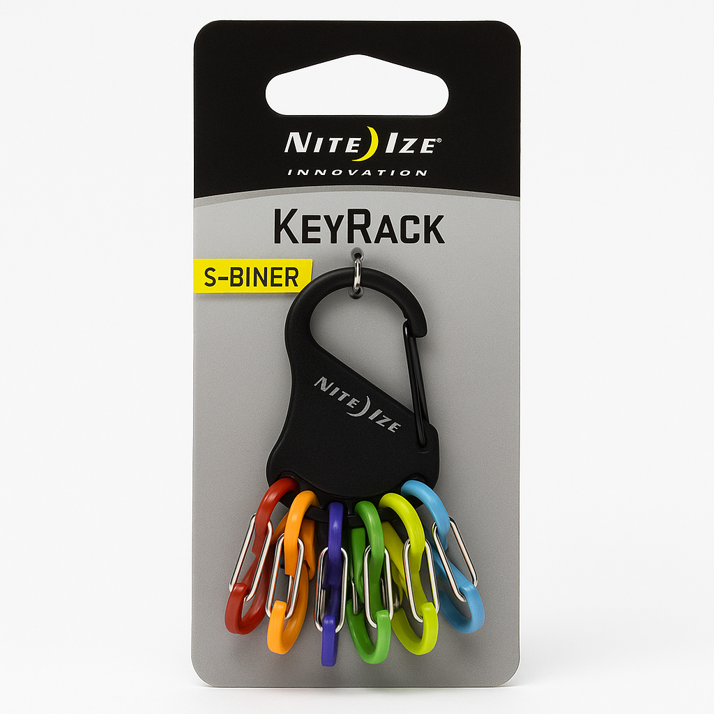 Nite Ize KeyRack Stainless Steel Carabiner Key Chain with 6 Colorful S-Biners