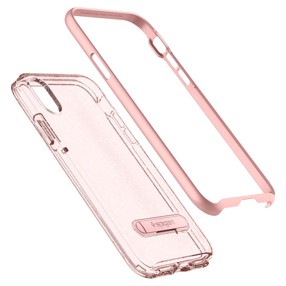 [8809565300479] Spigen Crystal Hybrid Glitter Iphone A Case With Flexible Inner Casing And Reinforced Hard Bumper Frame For Iphone A (2017) - Rose Quartz