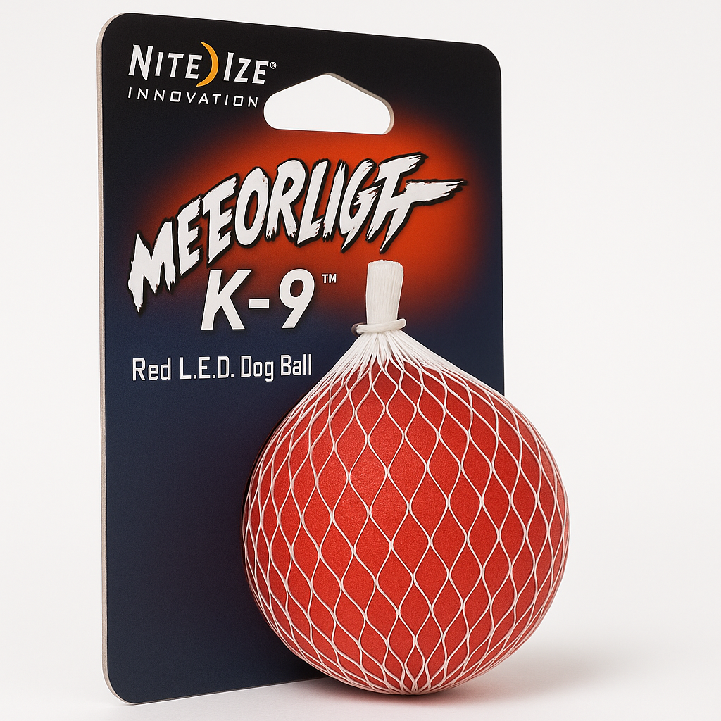 Nite Ize Meteorlight K9 Led Safety Dog Ball With Reflective Cord Red