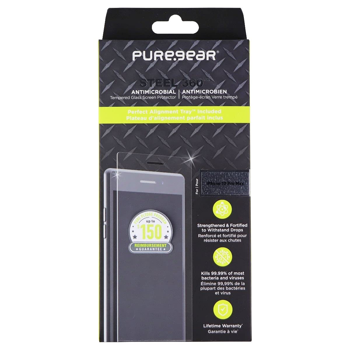 Puregear Maximum Clarity Hd Tempered Glass Screen Protector For Apple Iphone 12 Pro Max (2020), Touch + Precision, Case Friendly Fit, Lifetime Replacement (Self Alignment Installation Tray Included)