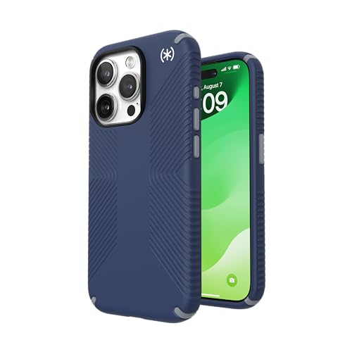 Speck Iphone 15 Pro Case - Drop Protection, Grip - Scratch Resistant, Soft Touch, 6.1 Inch Phone Case - Presidio2 Grip Coastal Blue/Dust Grey/White