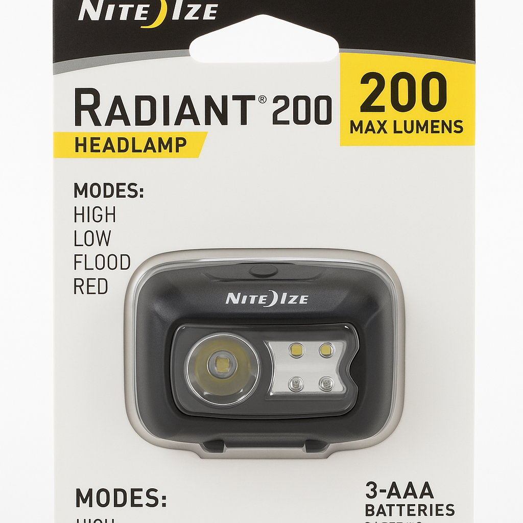 Nite Ize Radiant 200 Headlamp 200 Lumens Red White Led Water Resistant 4 Modes