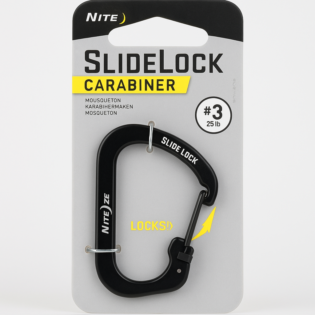 Nite Ize SlideLock Stainless Steel Locking Carabiner Size 3 Black