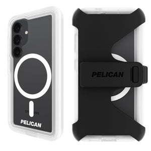 Pelican Voyager Samsung Galaxy S25 Case [Magnetic And Wireless Charging] Rugged Phone Case W/ 18ft Mil-Std Drop Protection - Heavy Duty Cover W/Belt Clip Holster For Samsung Galaxy S25 6.2" - Clear - 840171746488