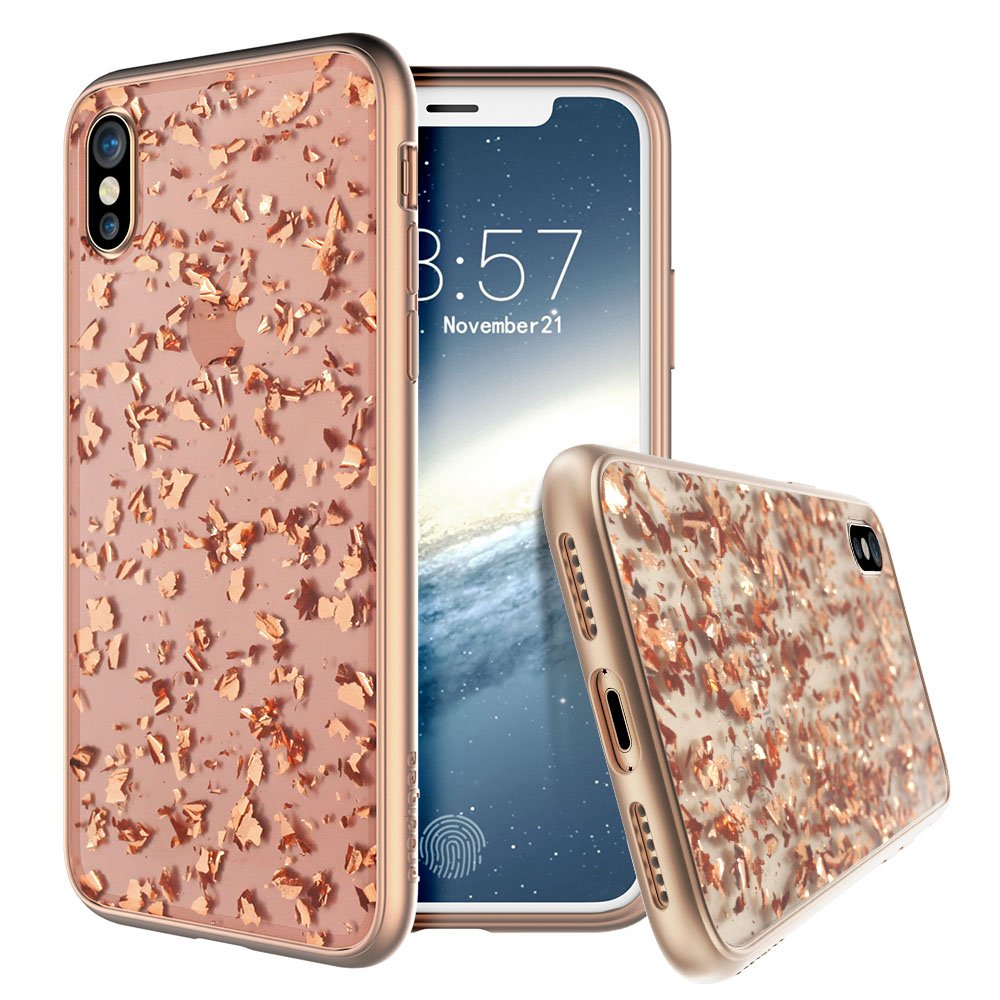 Apple IPhone X XS Treasure Series Smoke Black Case Glitter Flakes 5.8in