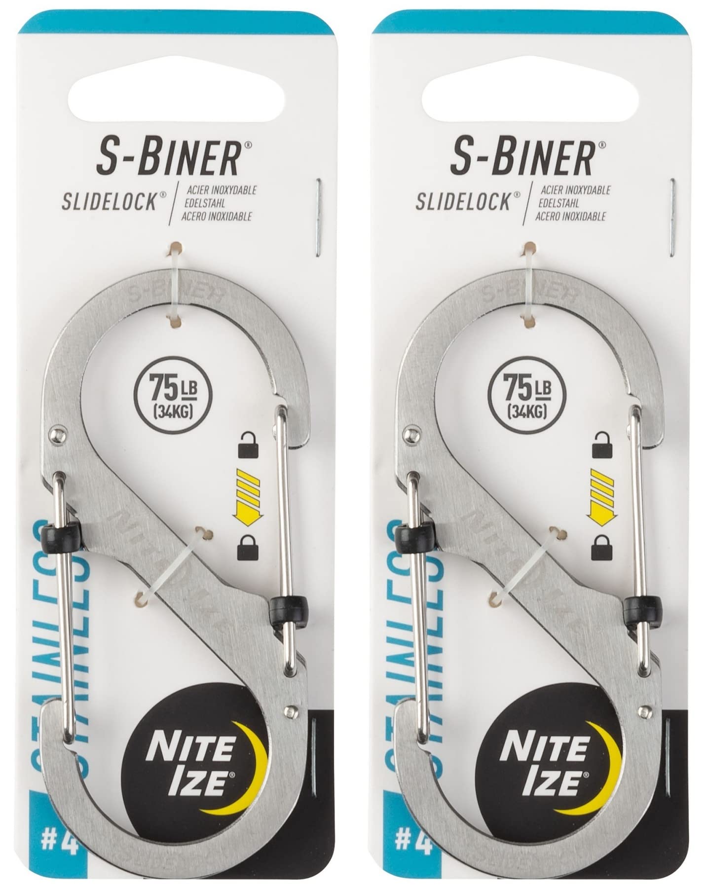 Nite Ize Slidelock S-Biner Plastic, Stainless Steel Carded
