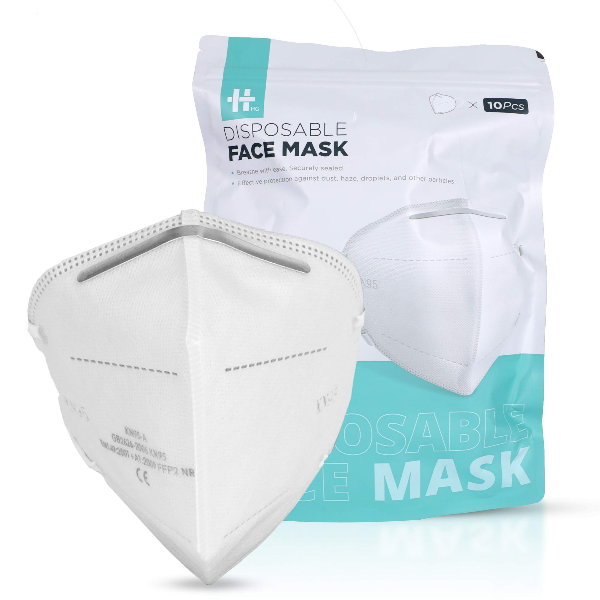 10 Pcs Disposable KN95 Face Mask by Ryeziiio Comfortable KN95 Masks with 95 Percent Filtration 4 Ply Non Woven Layers Adjustable Nose Clip