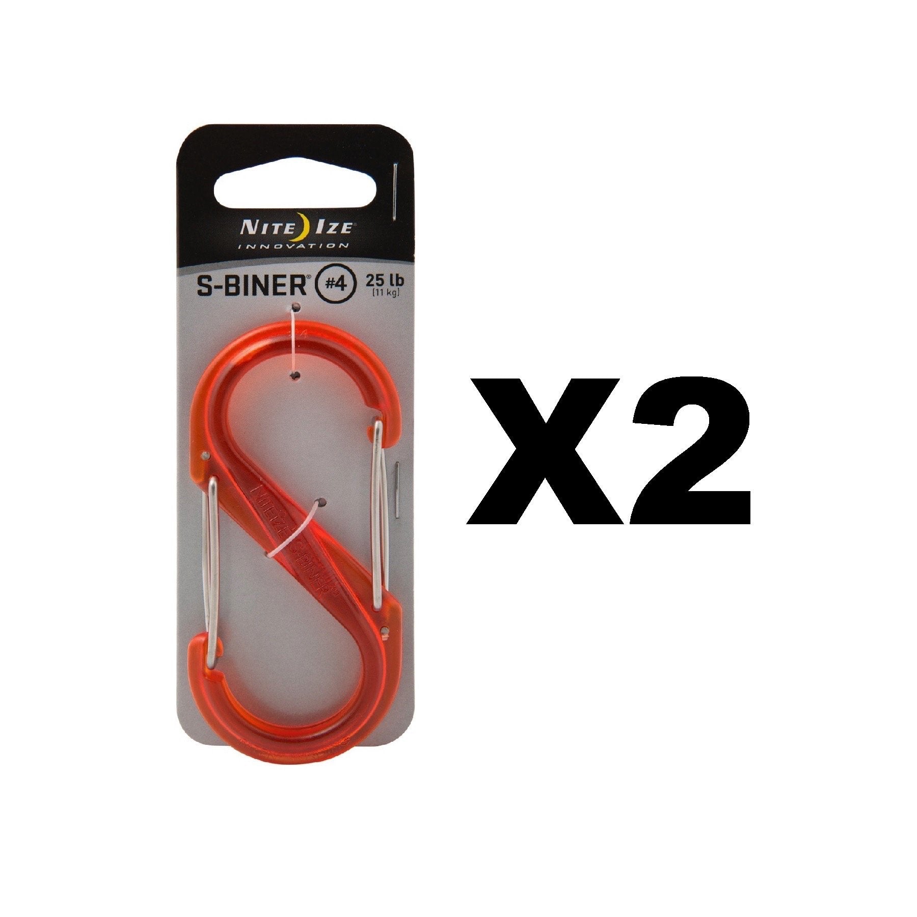 S-Biner Plastic Size#4 Translucent Orange Nite Ize Sbp4-03-19t
