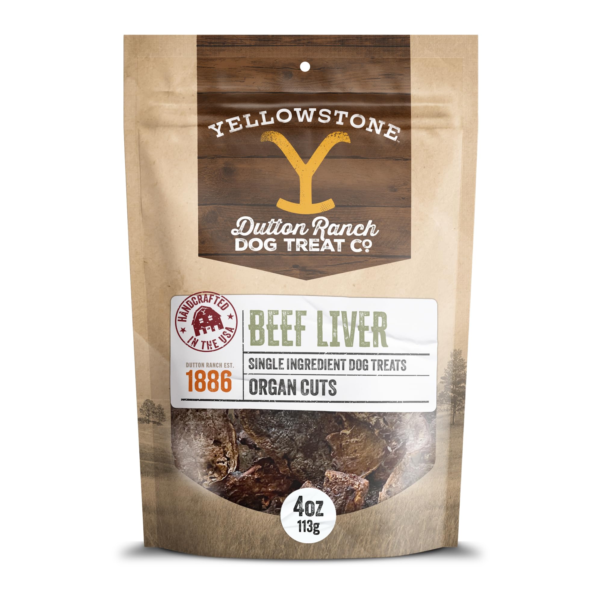 Yellowstone Limited Ingredient Dog Treats Beef Liver - Healthy Dog Treats Made In Usa - Air Dried Beef Collagen Dog Jerky Treats - Crunchy & Chewy Dog Treats - Beef Dog Treats Jerky - 4 Oz