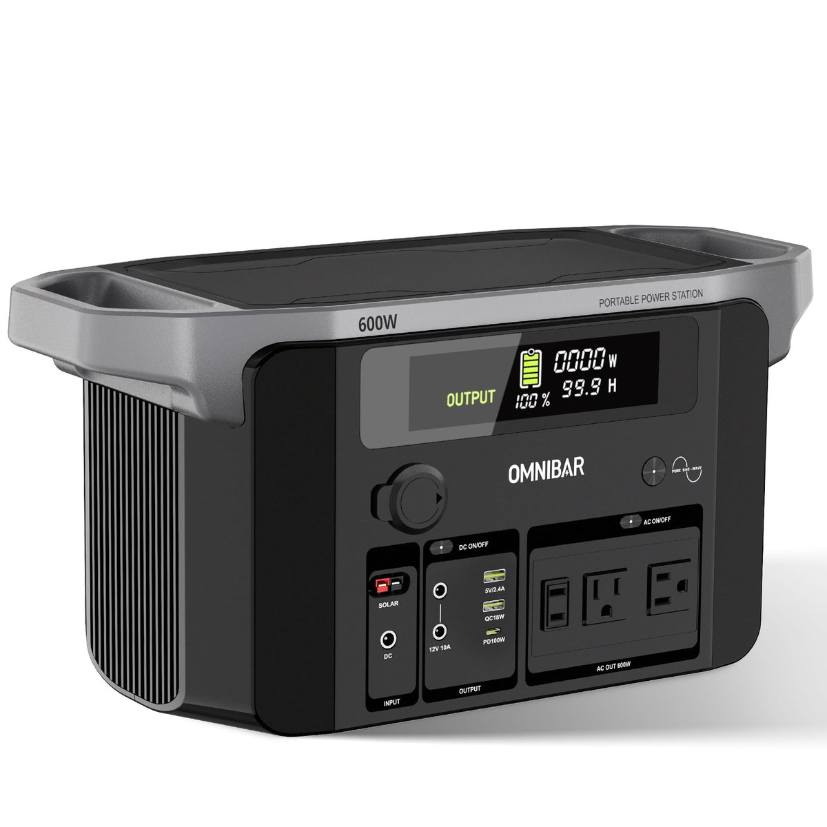Portable Power Station 600W, 655Wh/182,000mAh Solar Generator with 100W USB-C Output & 120V Pure Sine Wave AC Outlets