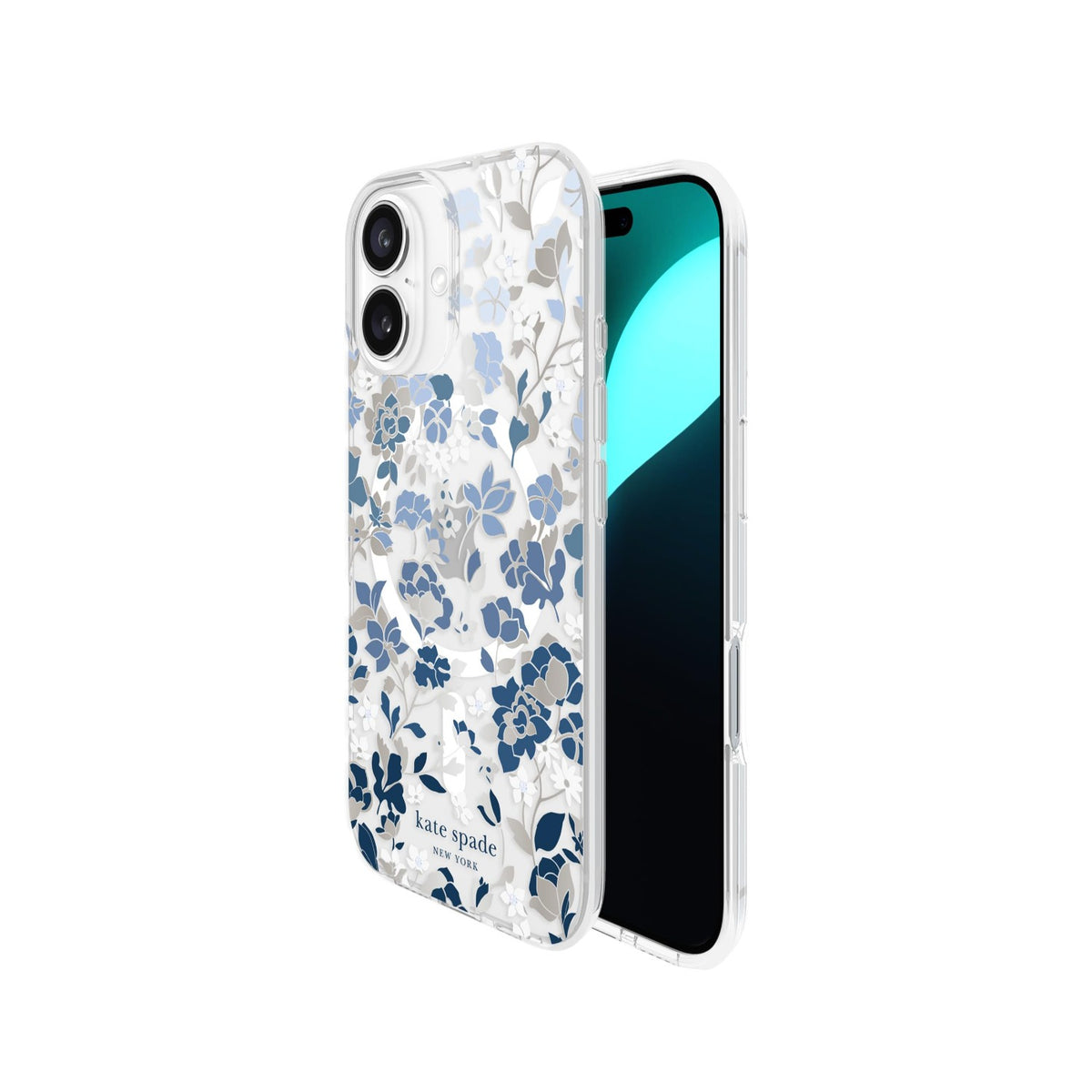 Kate Spade New York iPhone 16 Flowerbed Blue Gems Clear Protective Case