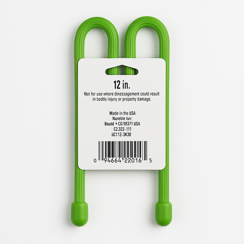 Nite Ize 12 Inch Lime Green Reusable Rubber Gear Tie 2 Pack