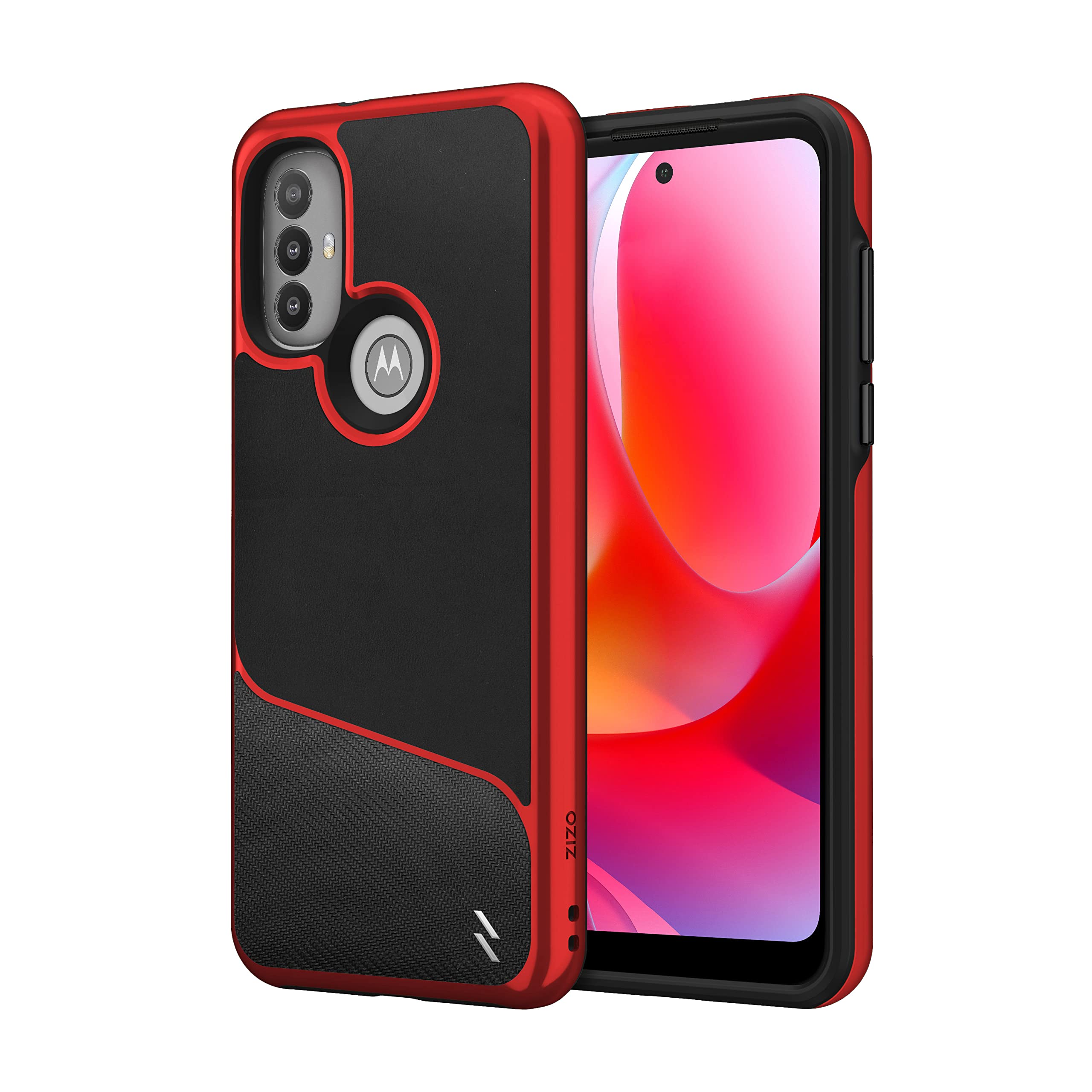 Zizo Division Series For Moto G Power 2022 Case Sleek Modern Protection Black & Red