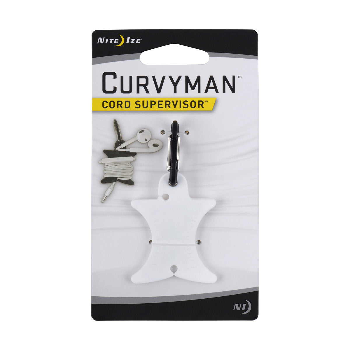 Nite Ize Curvyman Cord Supervisor Earbud Organizer, Headphone Cord Wrap Compact, Durable, And Lightweight, White