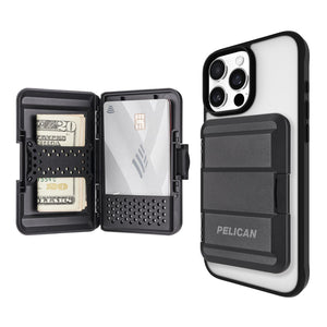 [840171718317] Pelican Magsafe Wallet For Iphone - Heavy Duty Mil-Std Snap-On Phone Magnetic Wallet And Phone Card Holder - Detachable And Slim Hard Case For Iphone 17 Pro Max /16 Pro Max/15/14/13/12/Pixel 10- Black