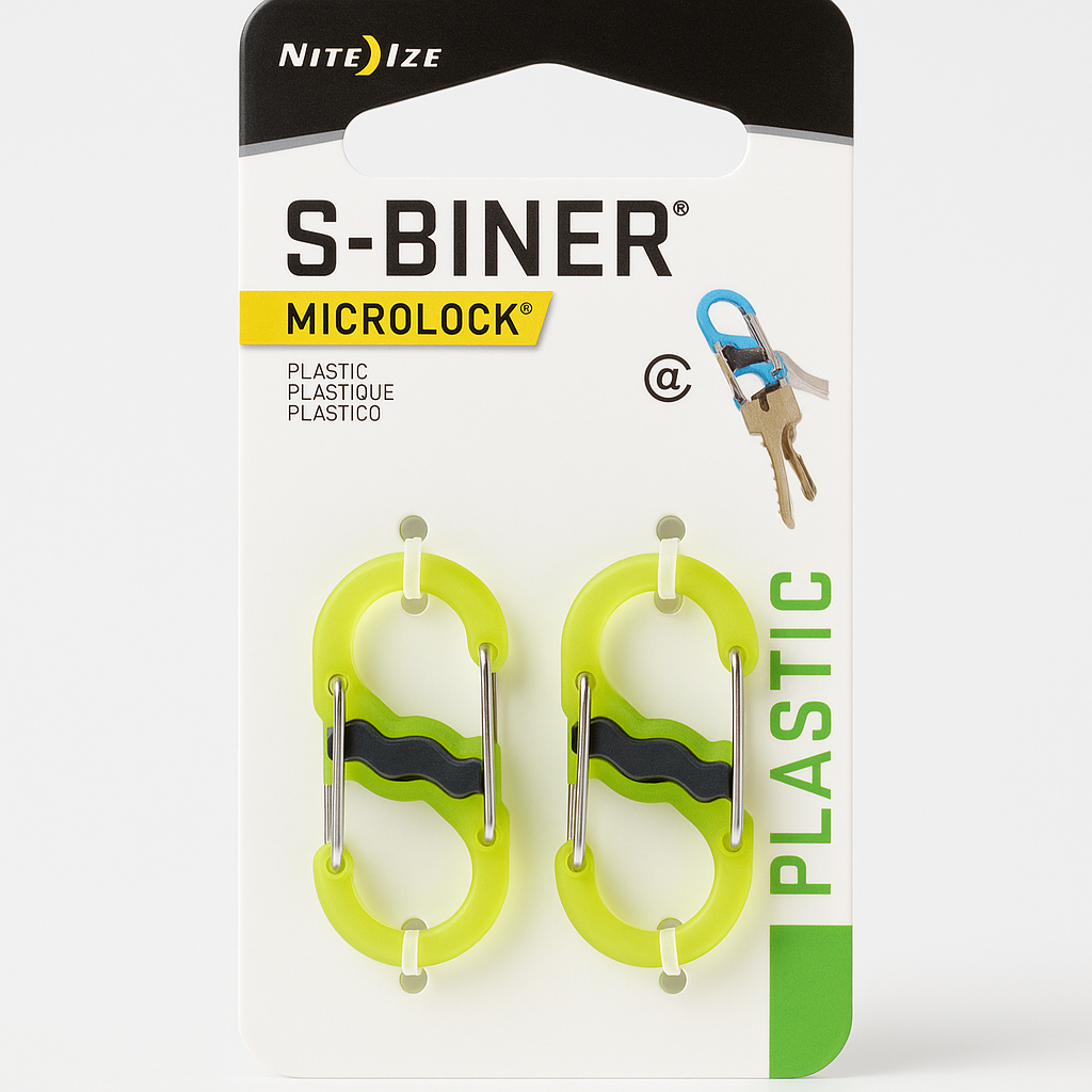 Nite Ize S Biner Polycarbonate Microlock Carabiner 2 Pack Lime Green