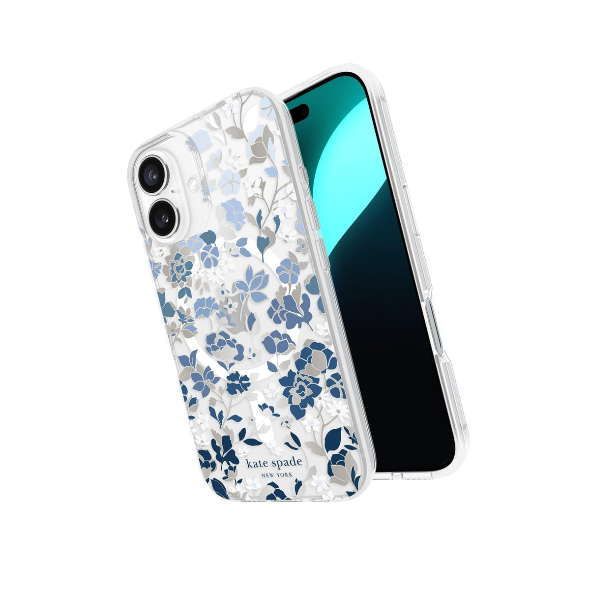 Kate Spade New York iPhone 16 Flowerbed Blue Gems Clear Protective Case