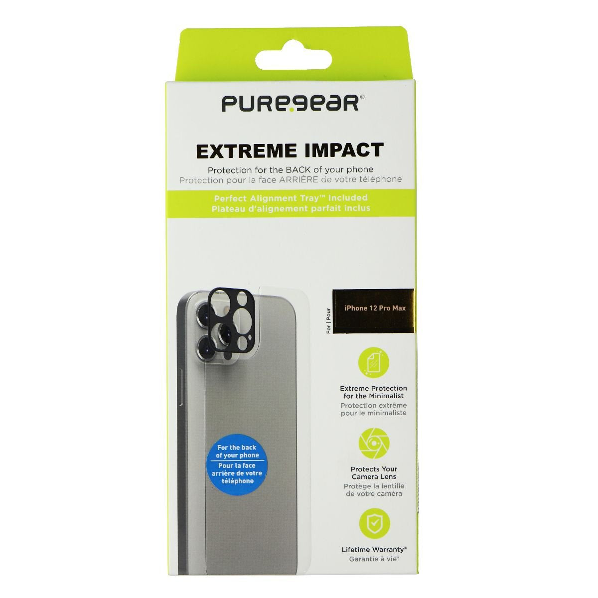 Puregear Extreme Impact Camera/Backside Protector For Iphone 12 Pro Max Clear