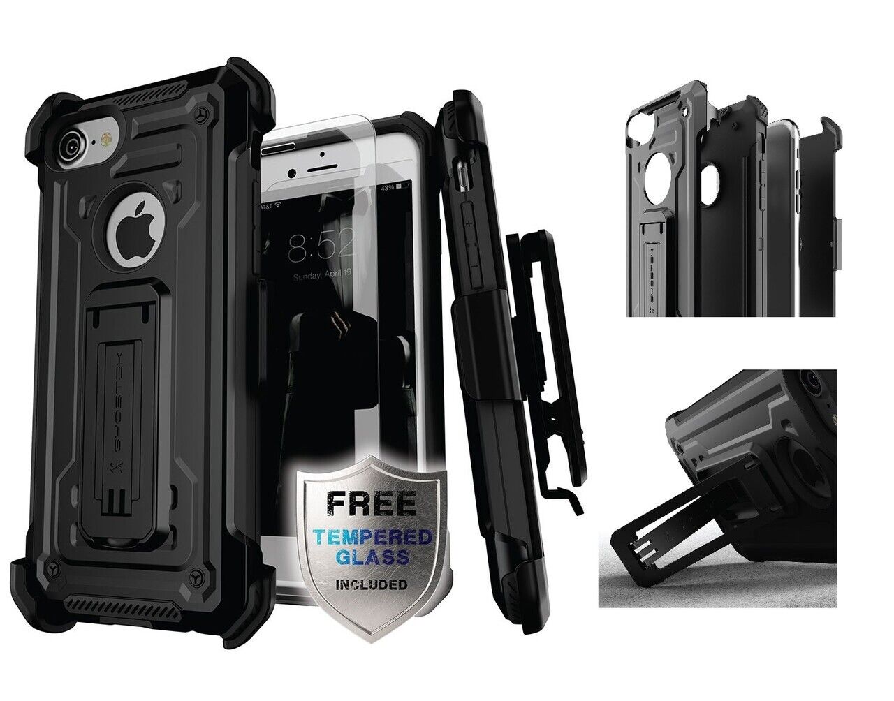 Ghostek Iron Armor 2 Case For iPhone 8/7 Black Dual Layer Protection
