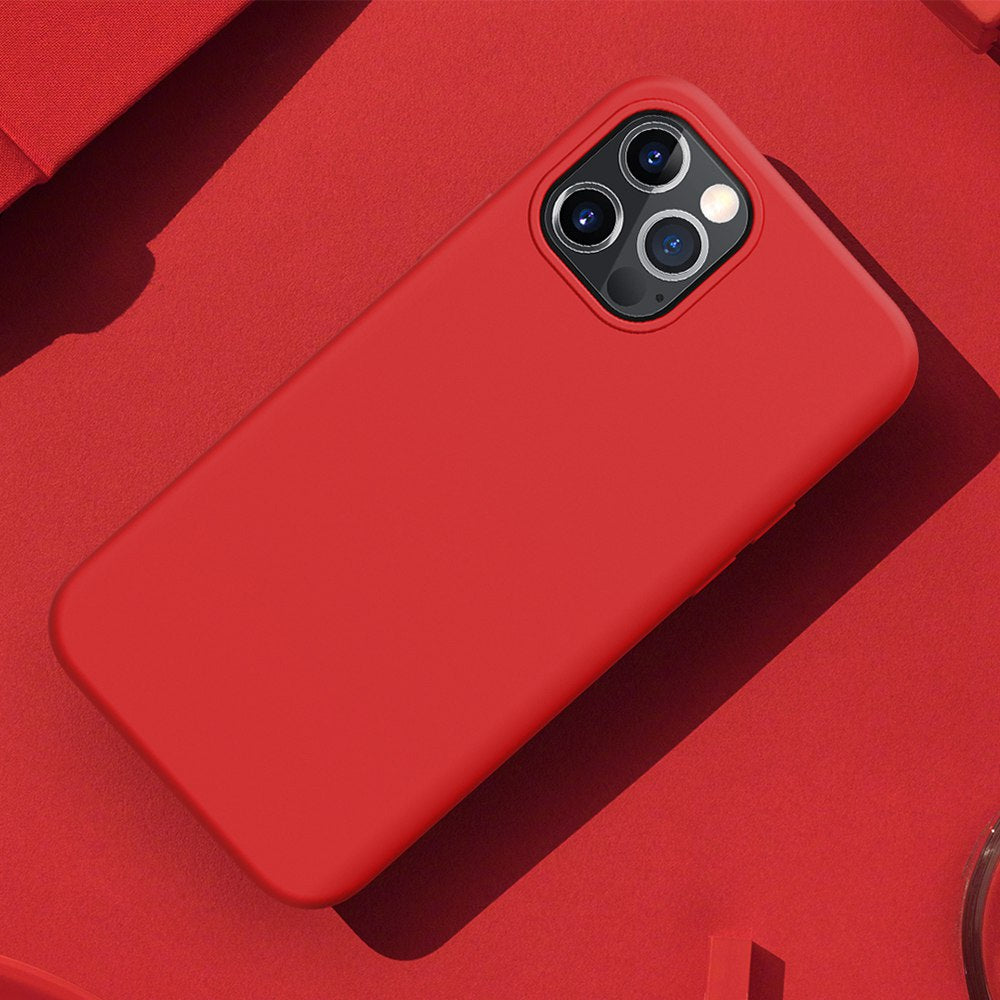 Base Liquid Silicone Case For iPhone 12 12 Pro 6.1 Red