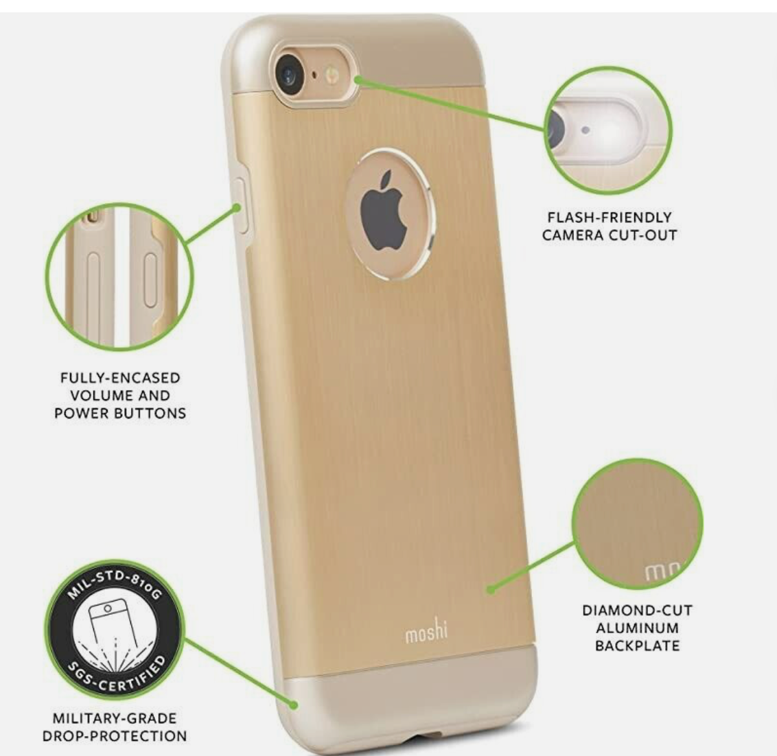 Moshi Armour Case For iPhone SE 2020 Gold Shock Absorbent Slim