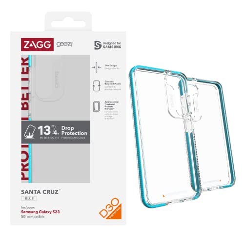 Zagg Gear4 Santa Cruz Case Samsung Galaxy S23 Series D30 Drop 13 Feet Clear