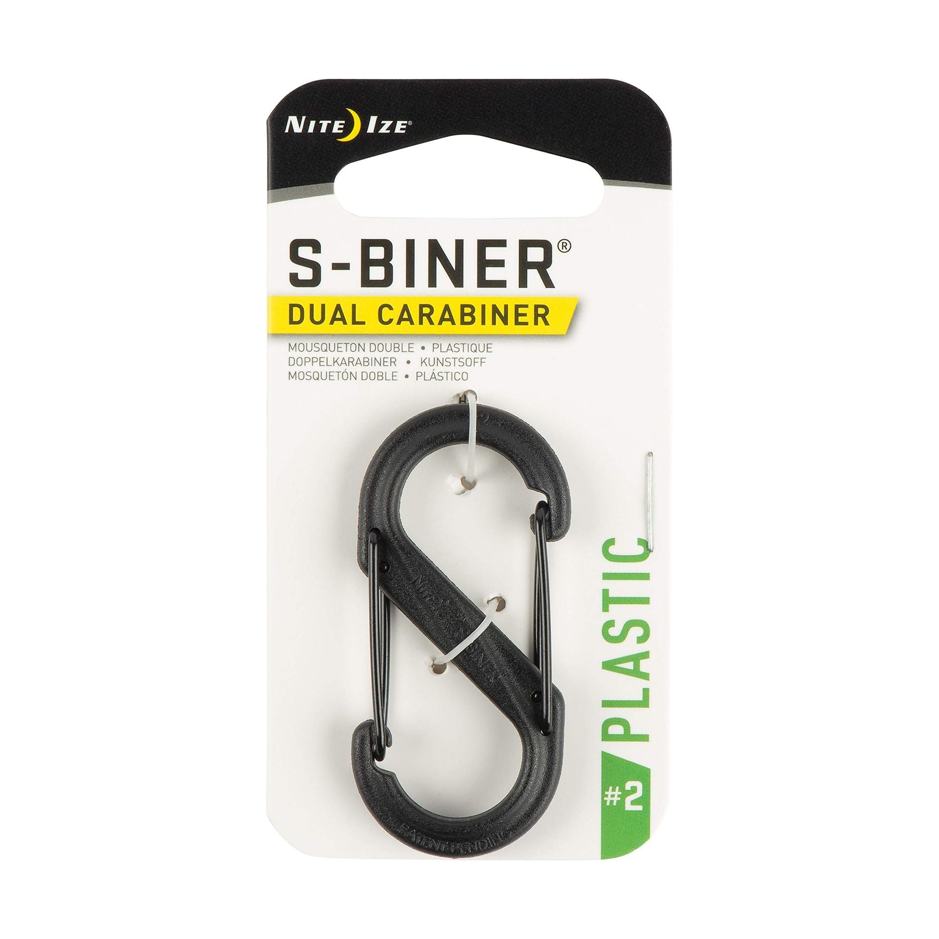 Nite Ize S-Biner Size-2 Dual Carabiner, Strong, Glass-Filled Nylon Plastic,Unisex-Adult, Black - Sbp2-03-01bg