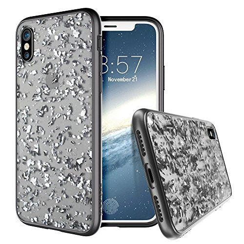 Apple Iphone X (2017) Iphone Xs (2018) Case - Smoke Black | Treasure Series | Transparent Sparkling Glitter Flakes | 2 Meters Military Grade Drop Tested | Scratch Resistant | Shockproof - 5.8 Inch