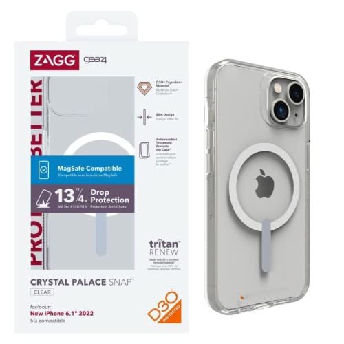 Gear4 Zagg Crystal Palace Snap Iphone 14 13 Case Clear MagSafe D30 Drop